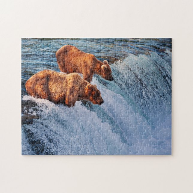 Alaska Bear Fishing, Jigszawa Puzzle Pussel (Horisontell)