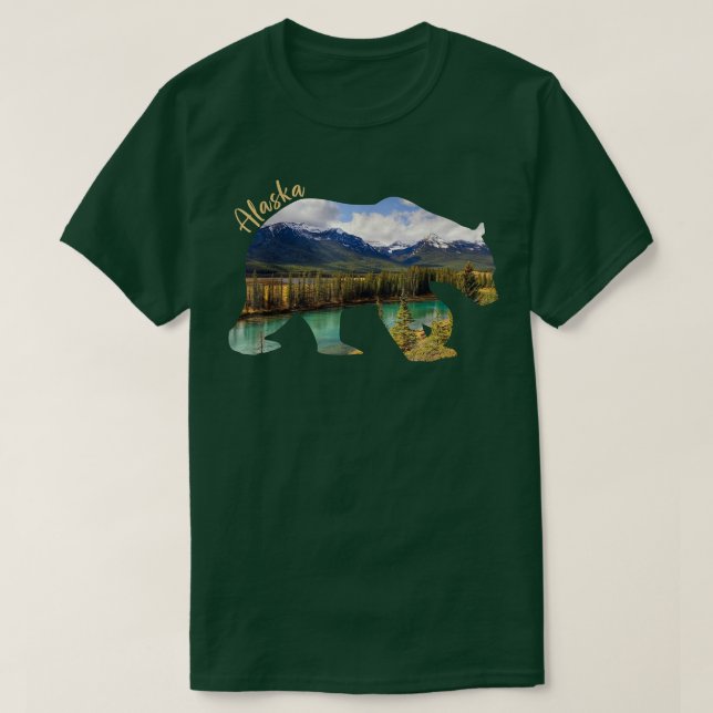 Alaska Bear - Grizzly Bear with Alaska Mountains39 T Shirt (Design framsida)