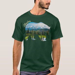 Alaska Bear - Grizzly Bear with Alaska Mountas 4 T Shirt