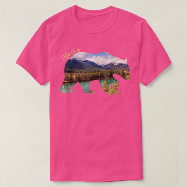 Alaska Bear - Grizzly Bear with Alaska Mountas 4 T Shirt (Design framsida)