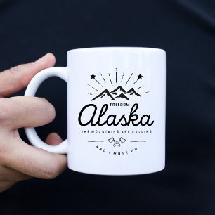 Alaska berg är kalla mig måste gå Mono ljust Kaffemugg
