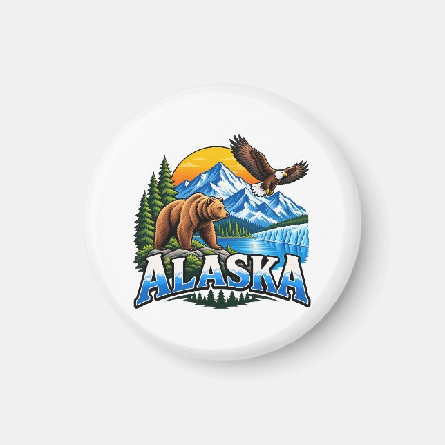 Alaska Berg och björn  Magnet (Framsidan)