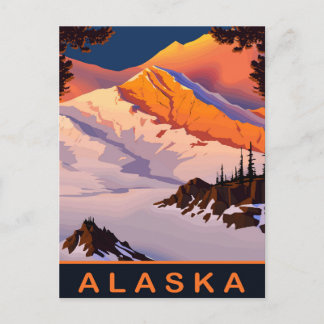 Alaska, berg täckta med snö, resa vykort