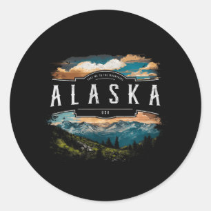 Alaska Berg Usa Vandring Utomhus Vintage Runt Klistermärke
