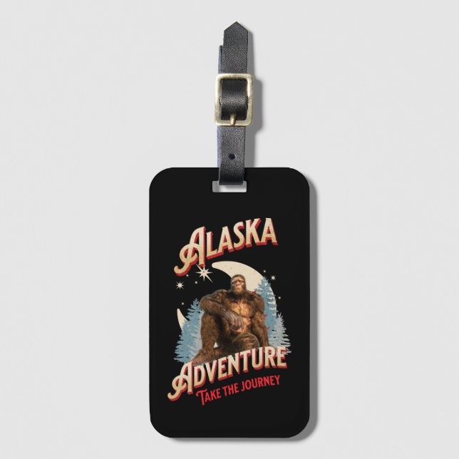 Alaska Bigfoot-äventyr Retro Wilderness Art Bagagebricka (Framsida vertikal)
