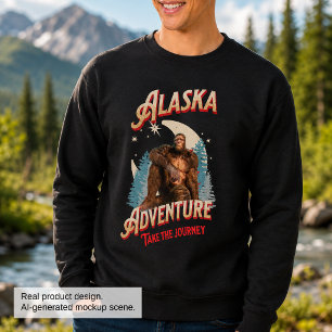Alaska Bigfoot-äventyr Retro Wilderness Art Lång Ärmad Tröja