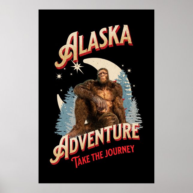 Alaska Bigfoot-äventyr Retro Wilderness Art Poster (Framsidan)