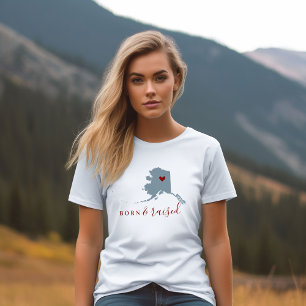 Alaska Born och Razed Redigerbar Färg-stat Karta T Shirt