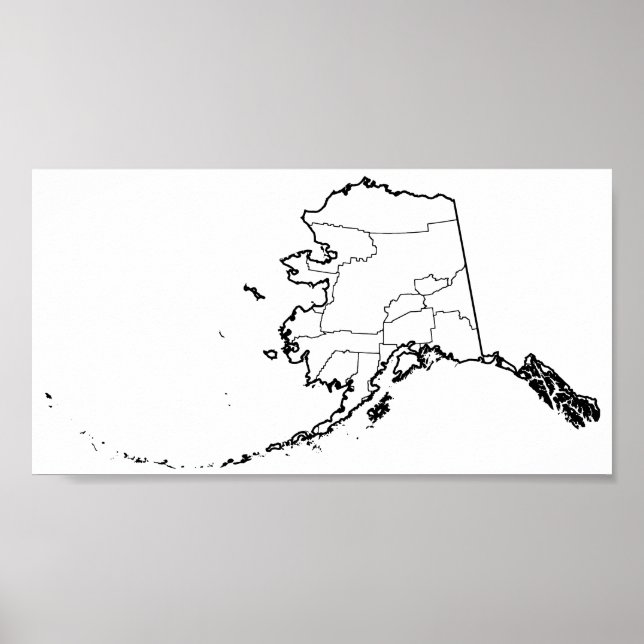 Alaska Boroughs Blank Outline Karta Poster (Framsidan)