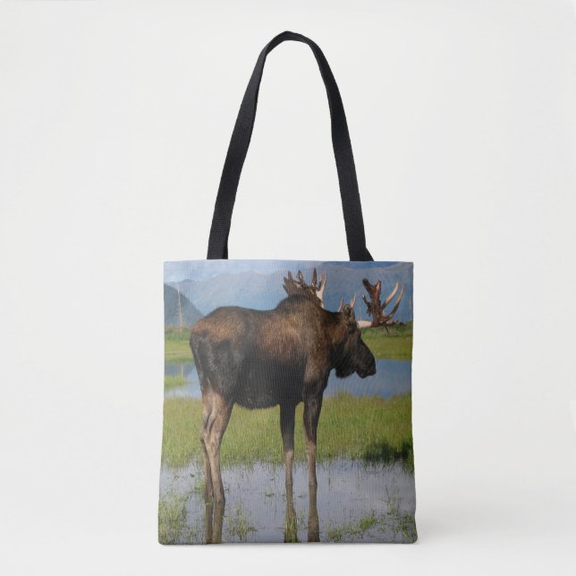 Alaska Bull Moose Antlers Scenia Photo Design Tygkasse (Framsida)