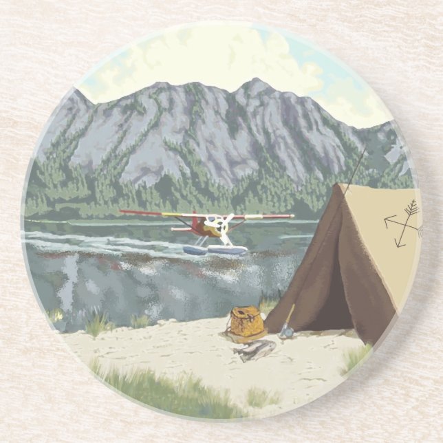 Alaska Bush Flyg Och Fiske Resor Underlägg Sandsten (Framsidan)