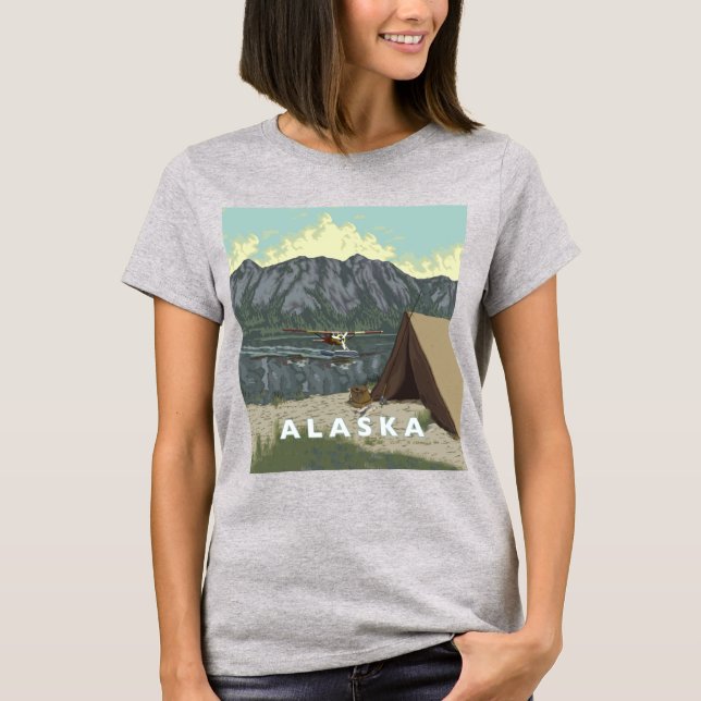 Alaska Bush Flygplan-gåvor till kvinnliga piloter T Shirt (Framsida)