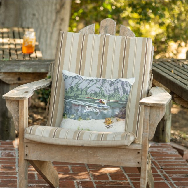 Alaska Bush Flygplan och fiskeresor Utomhuskudde (Stol)