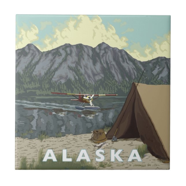 Alaska Bush Flygplan Souvenirs Kakelplatta (Framsidan)