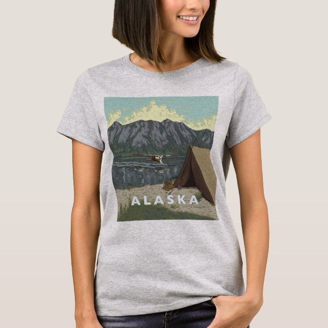 Alaska Bush Flygplan Souvenirs Tee Shirt (Framsida)