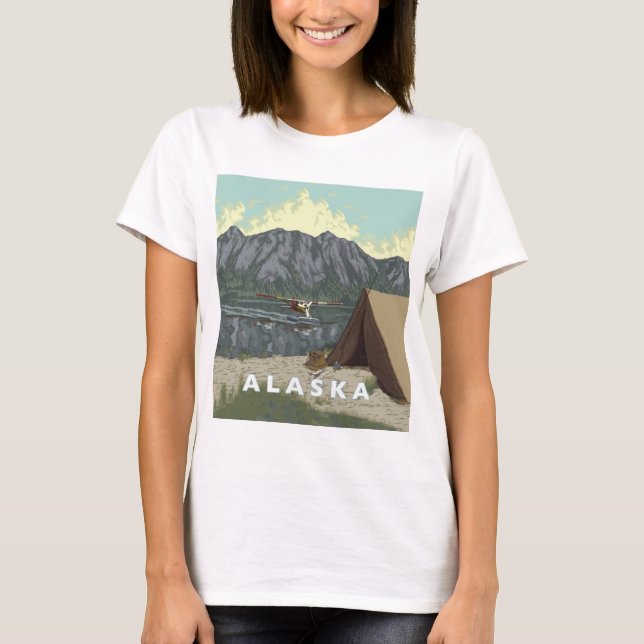 Alaska Bush Flygplan Souvenirs Tee Shirt (Framsida)