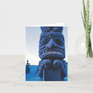 Alaska Carved Totempole Winter Scene Folat Kort