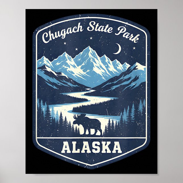 Alaska chugach delstatspark moose mountain flod poster (Framsidan)