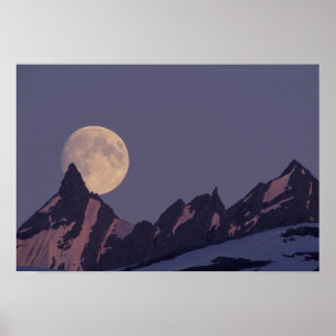 Alaska, Chugach Mountains Fullmåne stiger Poster
