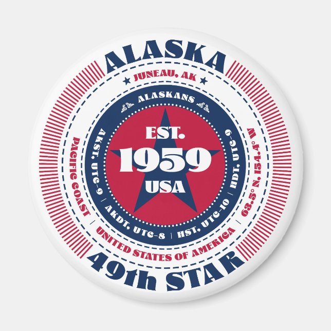 Alaska Circle Typography Souvenir Magnet (Framsidan)