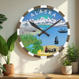 Alaska Clock, Flagga, Seal, patriotic Alaska Rund Klocka
