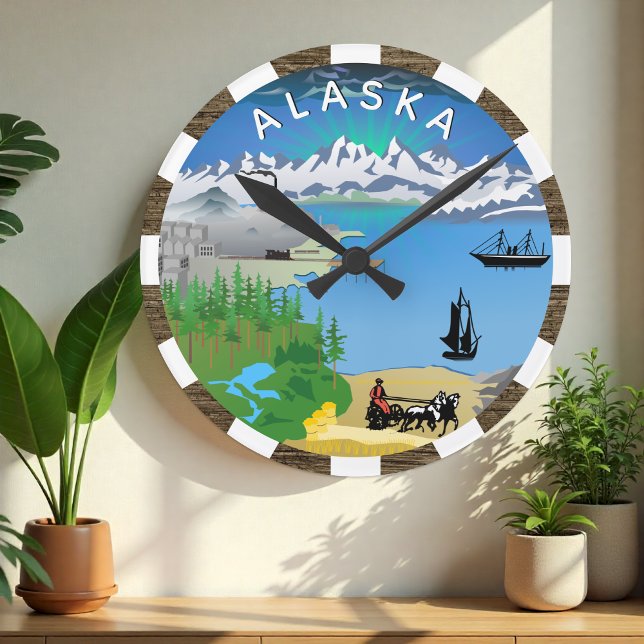 Alaska Clock, Flagga, Seal, patriotic Alaska Rund Klocka (Skapare uppladdad)