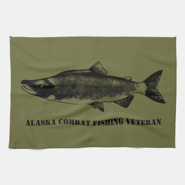 Alaska Combat Fishing Veteran Kökshandduk (Horisontell)