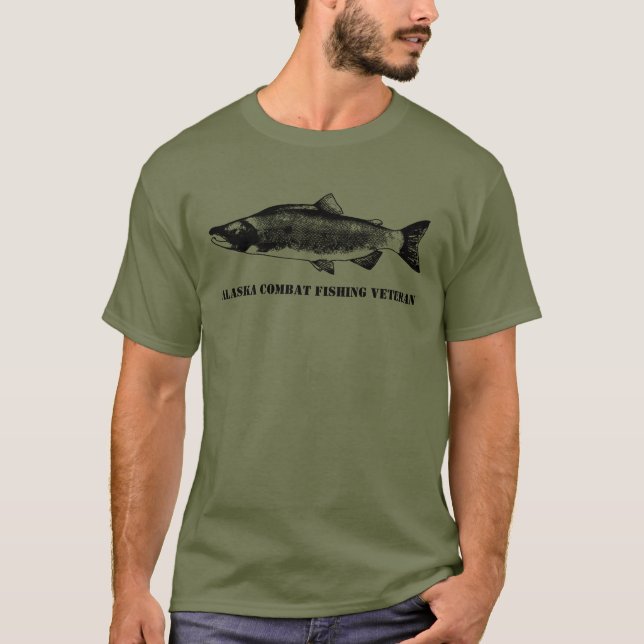 Alaska Combat Fishing Veteran Tee Shirt (Framsida)
