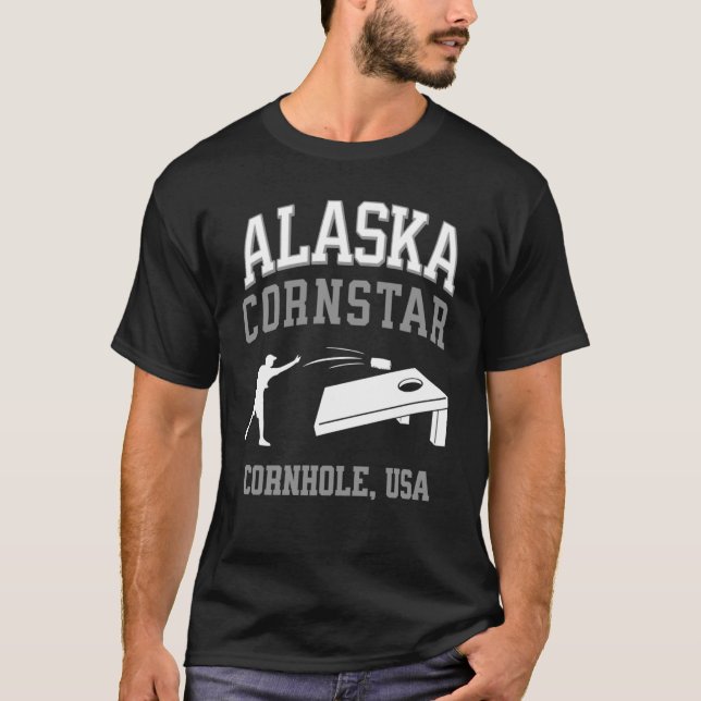 Alaska Cornstar Lucky Cornhole Tournament T Shirt (Framsida)