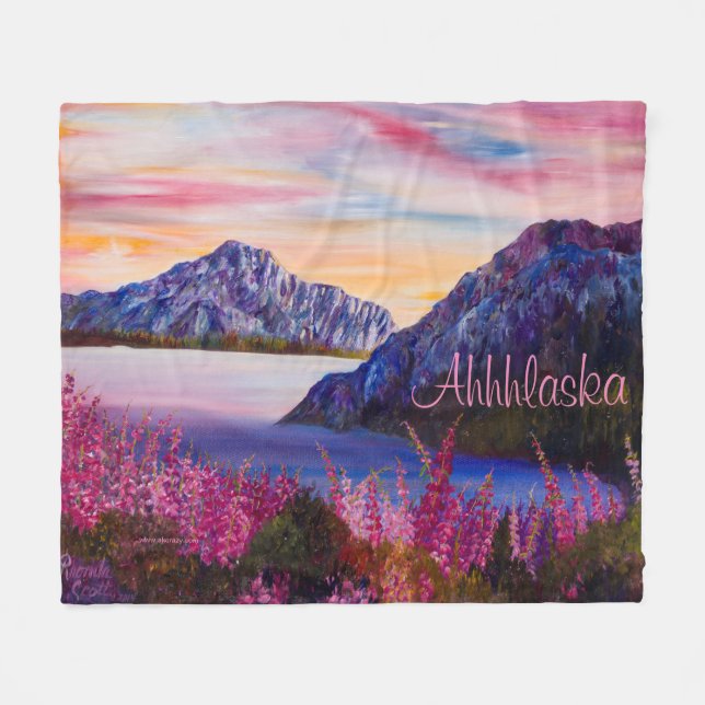 Alaska Cotton Candy Mountain Fleece Blanket (Framsidan (Horisontell))