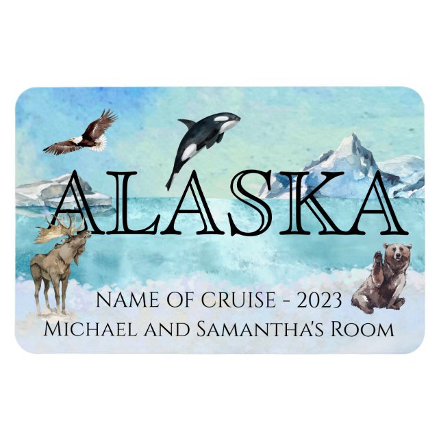 Alaska Cruise Cruising Custom Bear Moose Large Magnet (Horisontell)