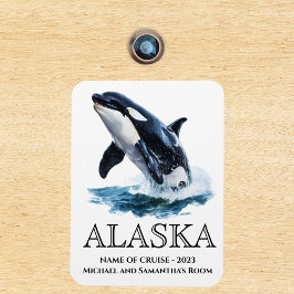 Alaska Cruise Cruising Orca Jumping Watercolor Magnet