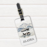Alaska Cruise Cruising Orca Watercolor Anpassnings Bagagebricka<br><div class="desc">Den här designen kan vara personlig i det område som tillhandahålls genom att ändra fotot och/eller text. Du kan också anpassa den genom att klicka på Anpassa den här mallen och sedan välja klicka för att anpassa ytterligare alternativ och ta bort eller ändra färg i bakgrunden, lägga till text, ändra...</div>