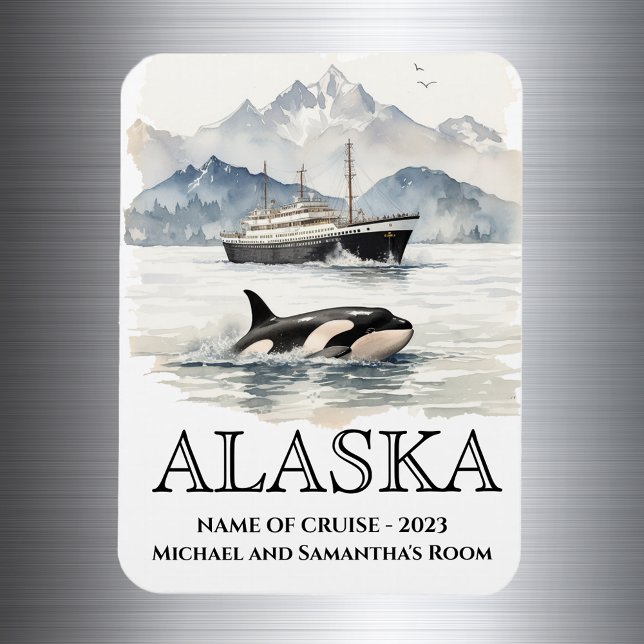Alaska Cruise Cruising Orca Watercolor Magnet (Skapare uppladdad)