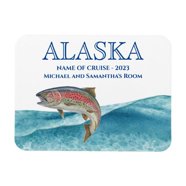 Alaska Cruise Cruising Salmon vattencolor Magnet (Horisontell)