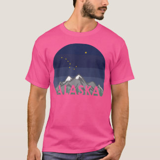 Alaska Cruise Mountains with Alaska Flag Stars Nig T Shirt