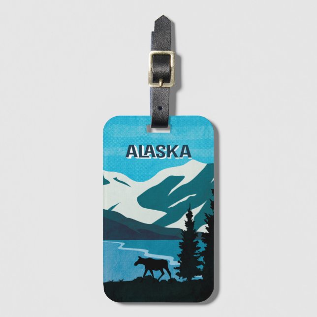 Alaska Cruise Vacation Glacier Mountain Moose Bagagebricka (Framsida vertikal)