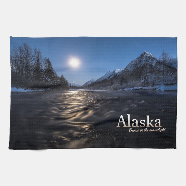 Alaska Dance in Moonlight Kökshandduk (Horisontell)