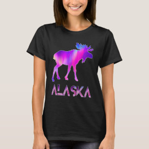Alaska Day Moose Aurora Borealis på natten T Shirt