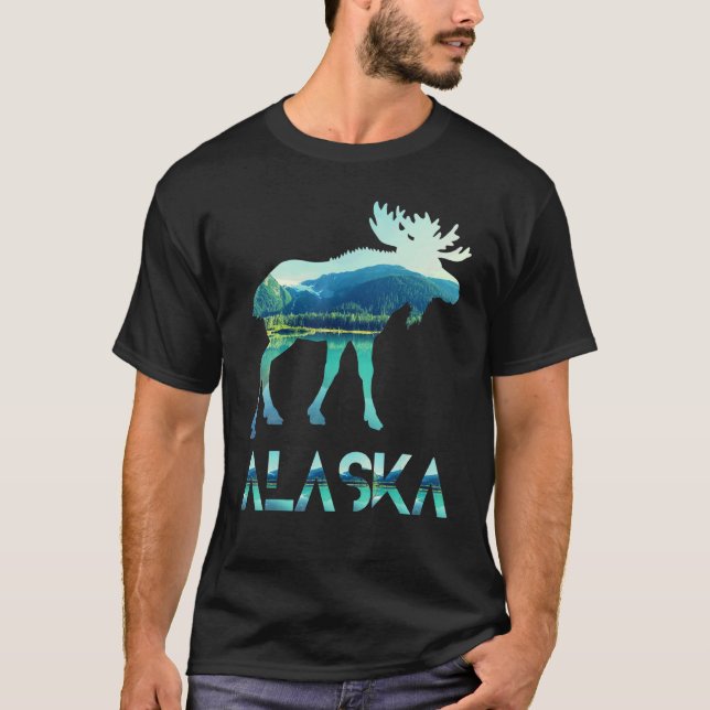 Alaska Day Moose T Shirt (Framsida)