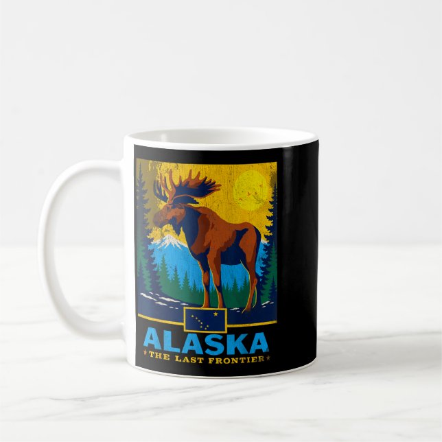 Alaska Den Sista Gränsen Älg Vilda Djur Resa Kaffemugg (Vänster)