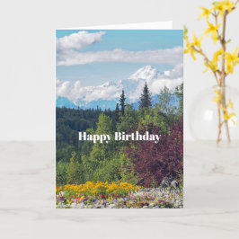 Alaska Denali Ligcape Blommigt Photo Birthday Kort