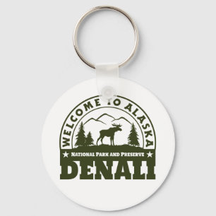 Alaska. Denali nationalpark och sylt Nyckelring