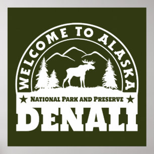 Alaska. Denali nationalpark och sylt Poster