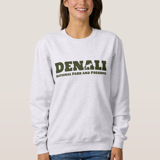 Alaska. Denali nationalpark och sylt T Shirt (Framsida)