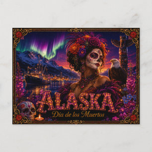 Alaska Día de los Muertos Retro Vykort