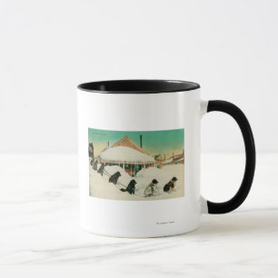 Alaska Dogsled lag som vilar i SnowState Mugg