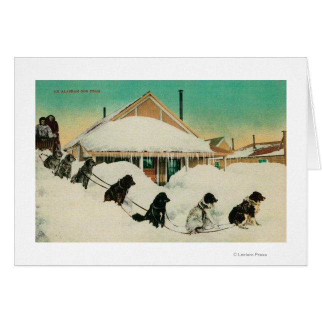 Alaska Dogsled Team vilar i SnowState Hälsningskort (Framsidan Horizontal)