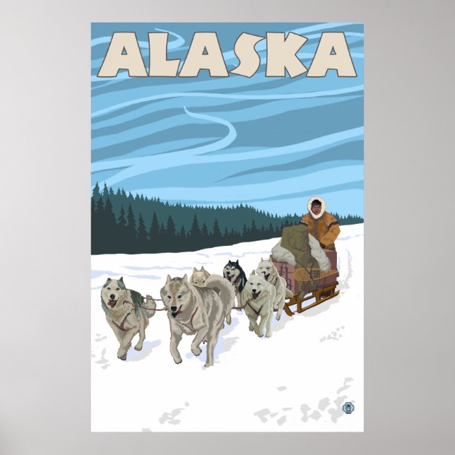 Alaska - Dogsledding Poster (Framsidan)