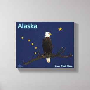 Alaska Eagle och Flagga Canvastryck